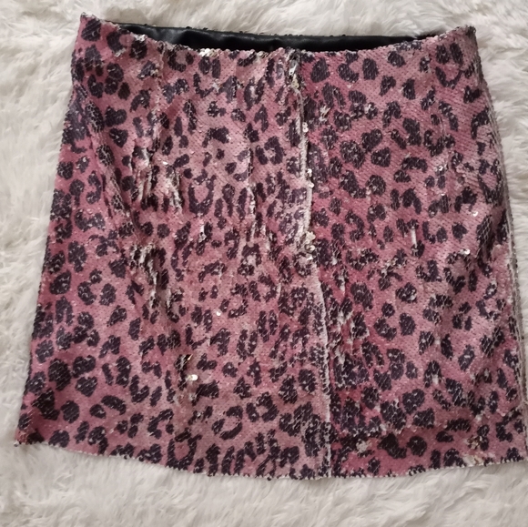 Free People Pink Leopard Skirt sz 2 - Picture 4 of 4